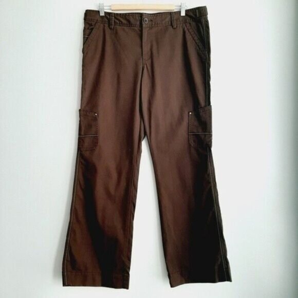 EDDIE BAUER | Casual Boot Cut Cargo Pants Brown Sz 14 - Picture 2 of 10